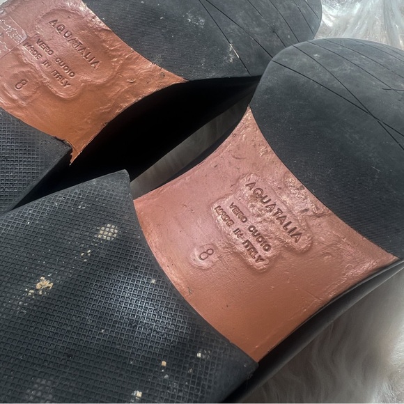 Aquatalia Waterproof Black Leather Chelsea Booties 8 Low Stack Heel - Picture 5 of 9